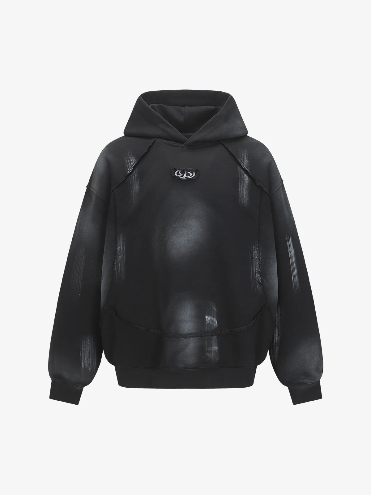 Hip-Hop Wasteland Ink-Dyed Raw Edge Hoodie - Image 2