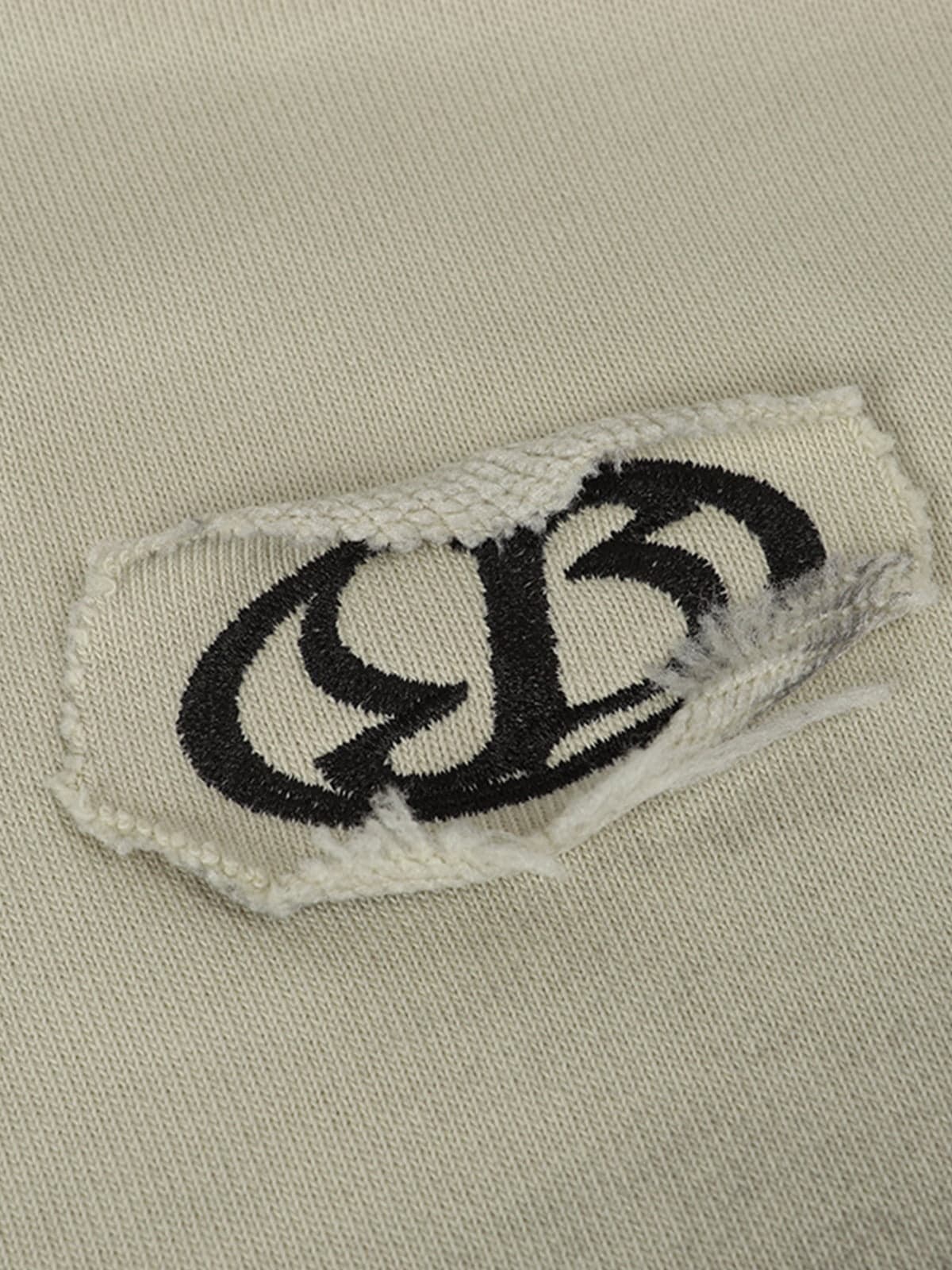 Hip-Hop Wasteland Ink-Dyed Raw Edge Hoodie - Image 5
