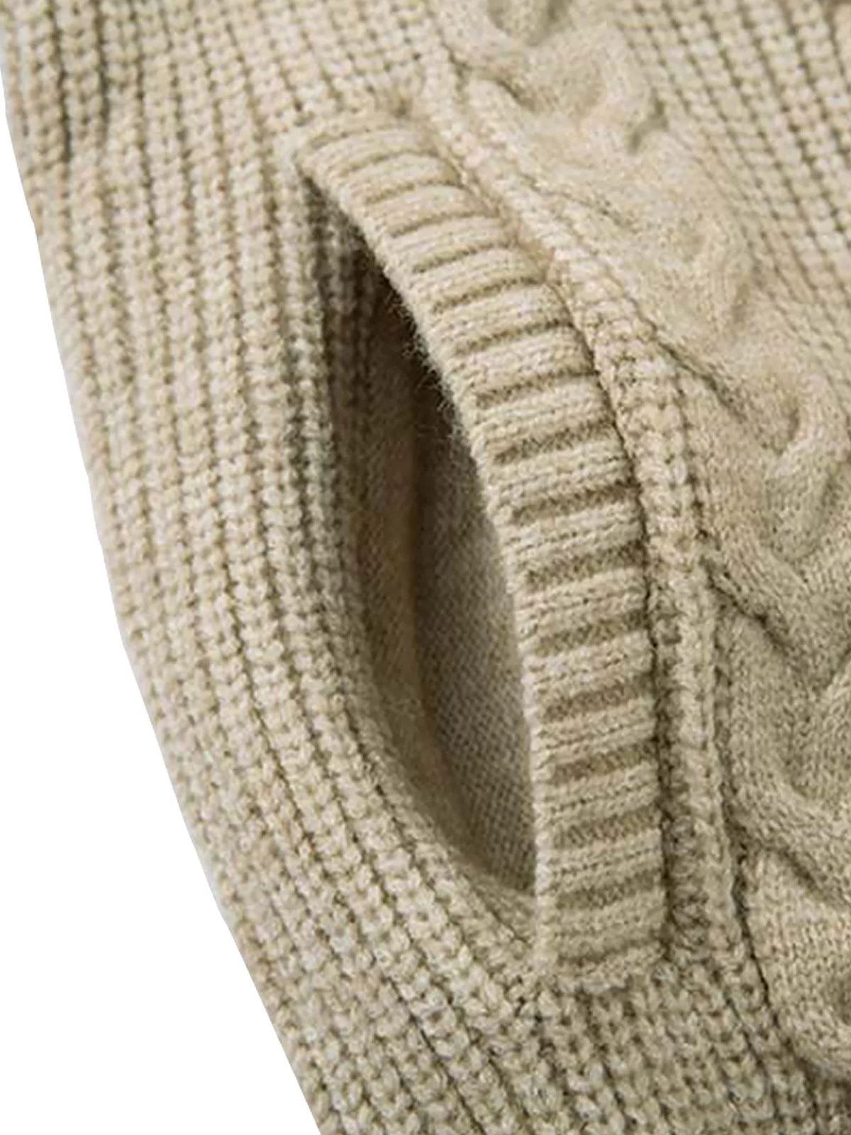 Knitted Vintage Floral Wheat Ear Pattern Double Zip Sweater - Image 13