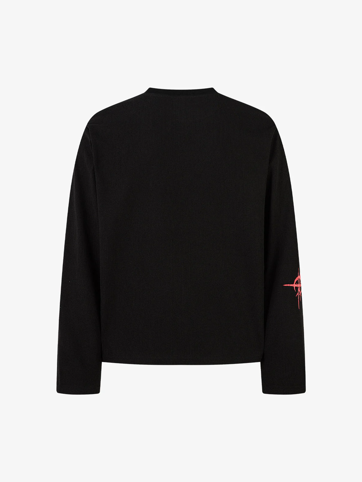 Letter Print Waffle Cross Long-Sleeved T-Shirt - Image 9