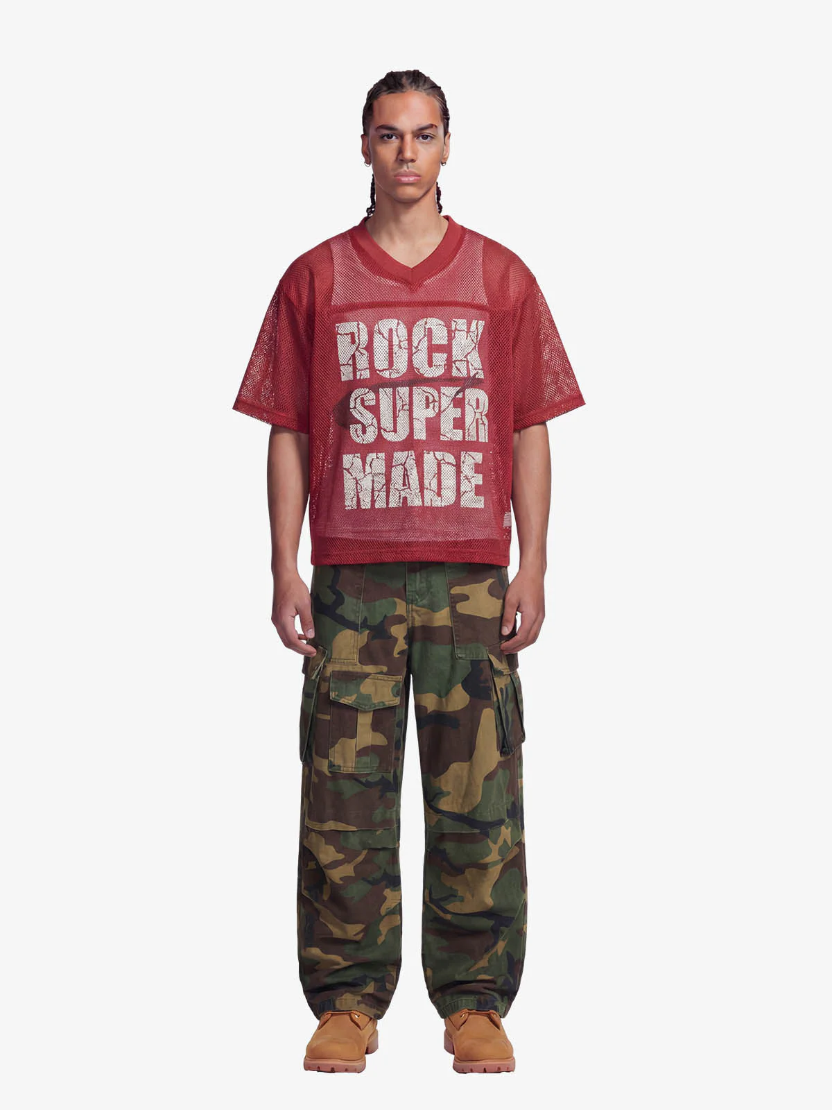 Mesh Letter Print Distressed Football Jersey T-Shirt - Image 4