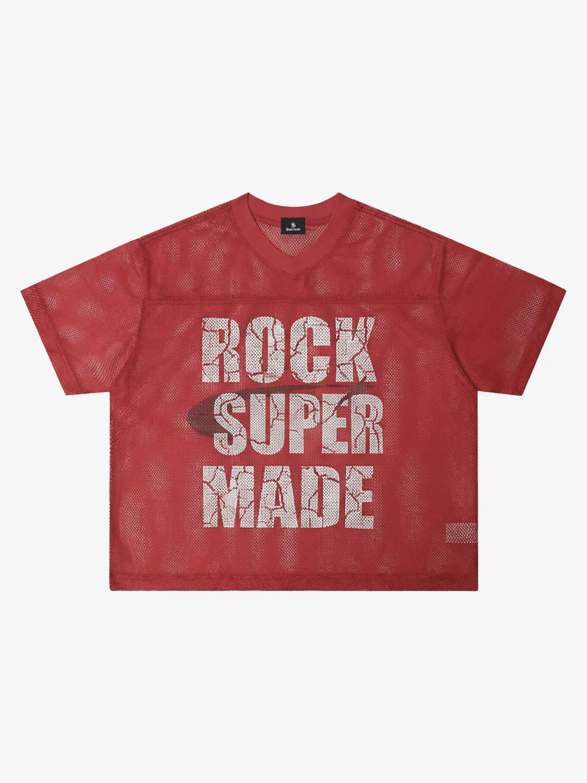 Mesh Letter Print Distressed Football Jersey T-Shirt - Image 6