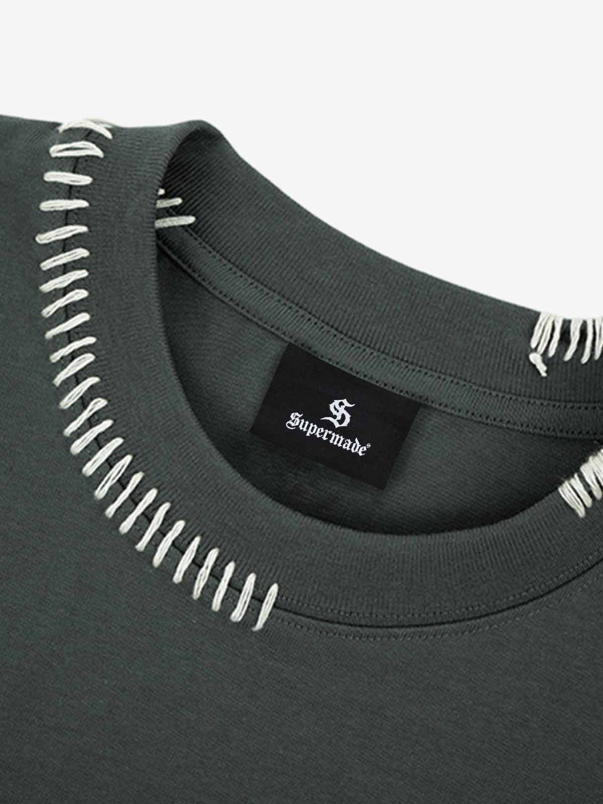 Minimal Exposed Stitch Design T-Shirt - Image 2