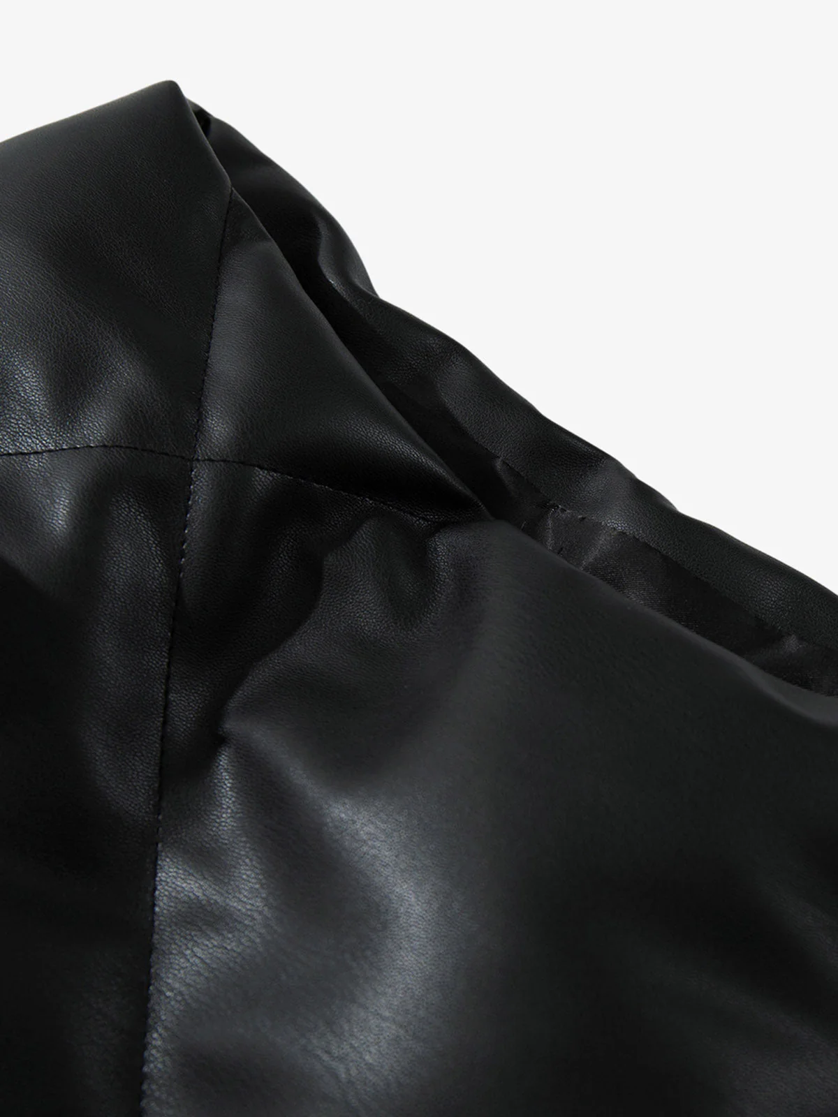 Minimalist Faux Leather Stand Collar Puffer Vest - Image 10