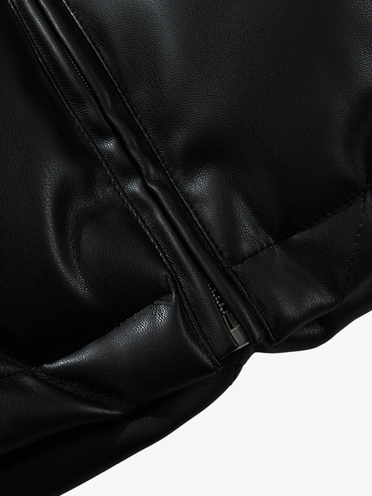 Minimalist Faux Leather Stand Collar Puffer Vest - Image 11