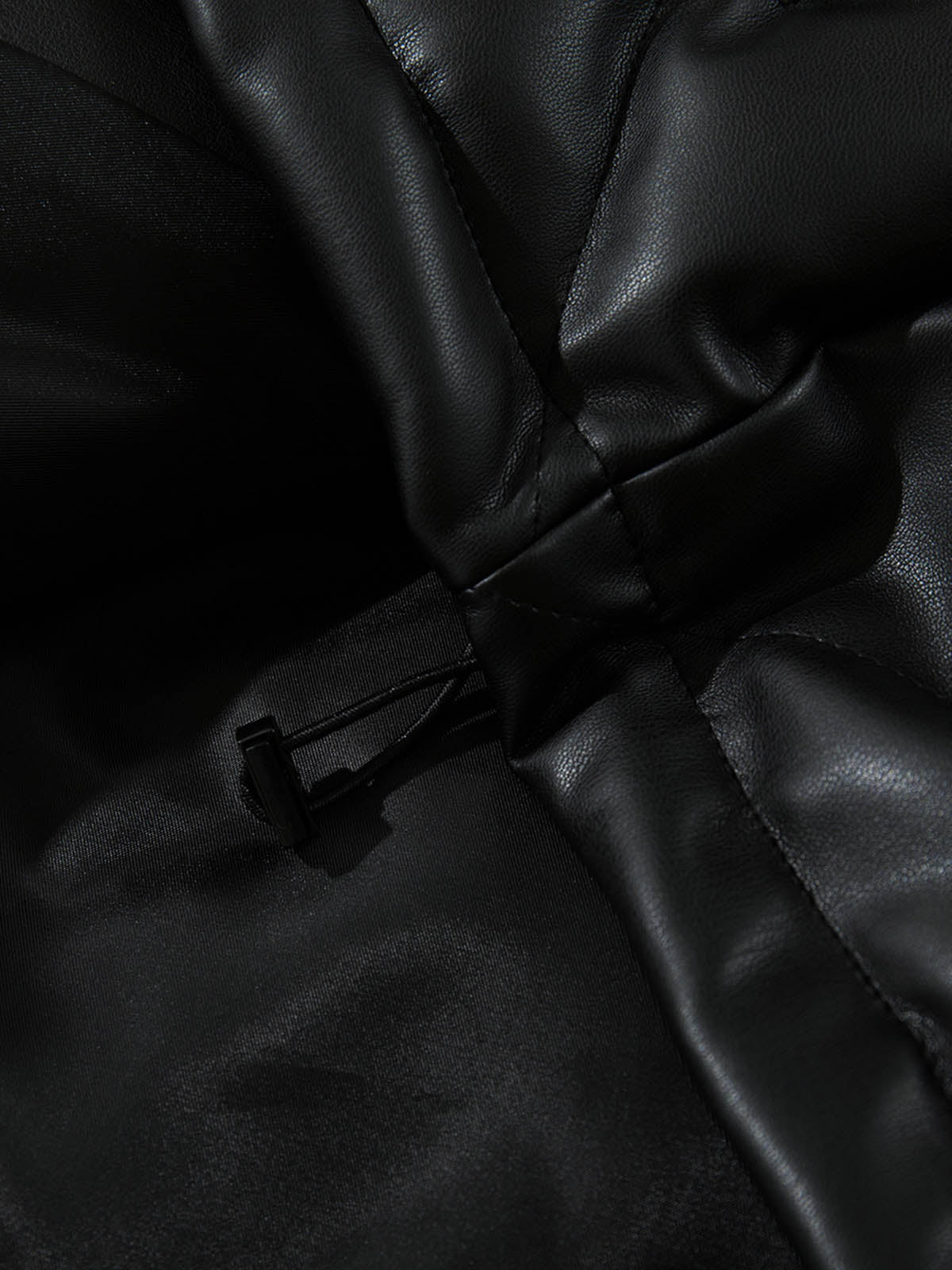 Minimalist Faux Leather Stand Collar Puffer Vest - Image 12
