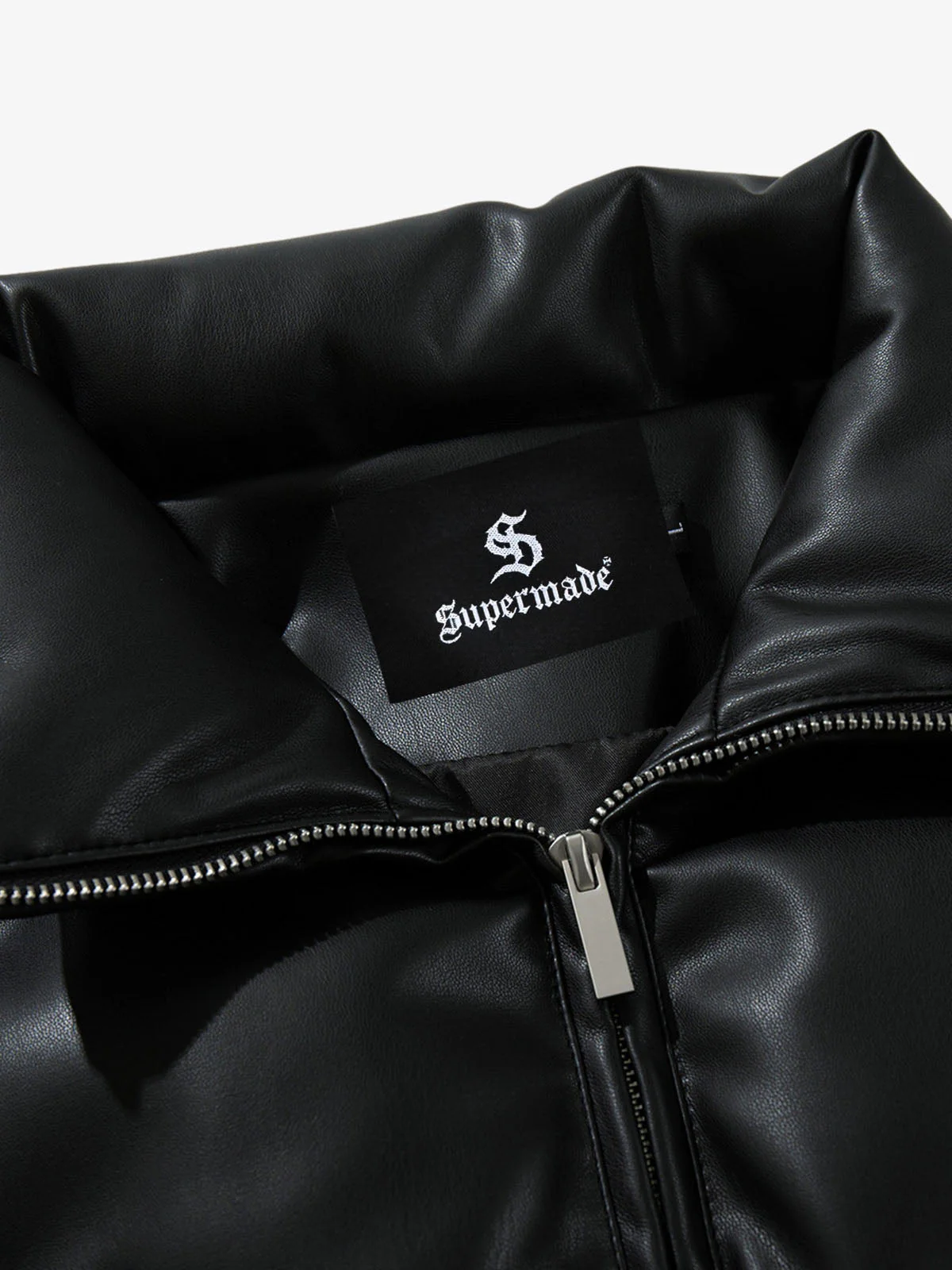 Minimalist Faux Leather Stand Collar Puffer Vest - Image 15