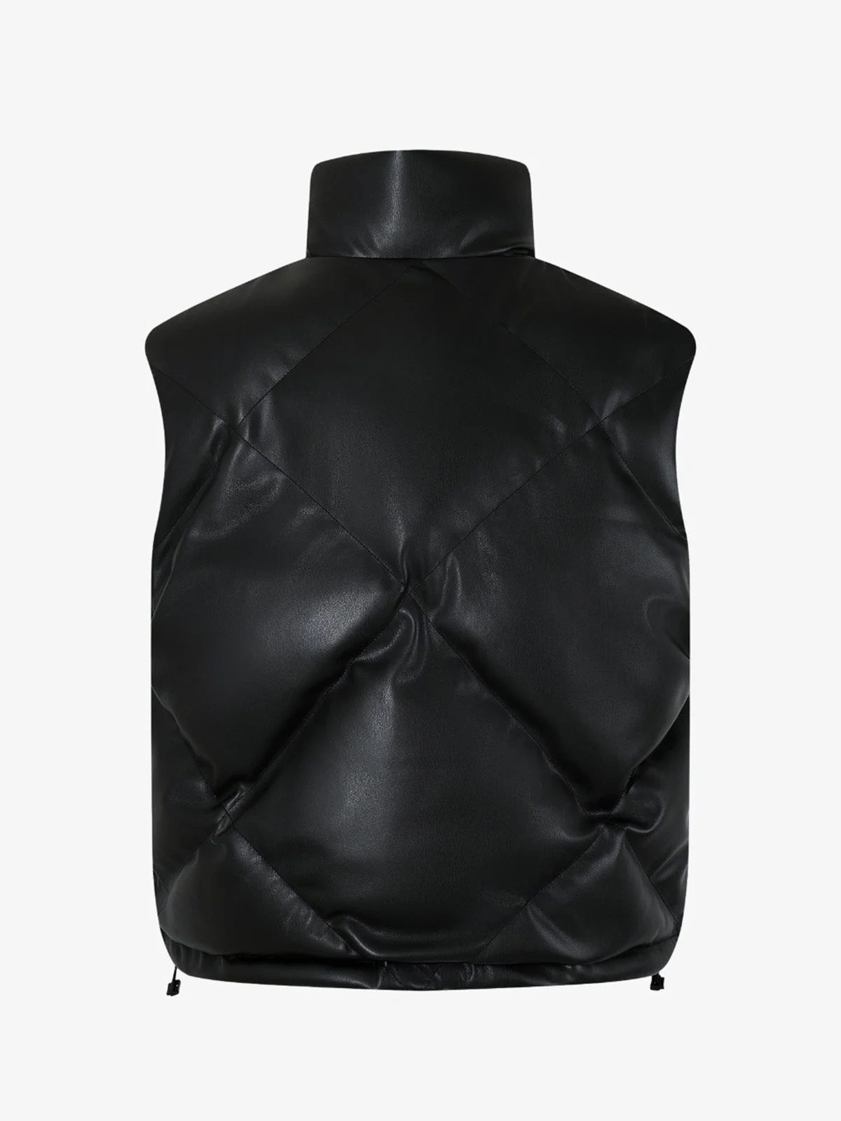 Minimalist Faux Leather Stand Collar Puffer Vest - Image 8