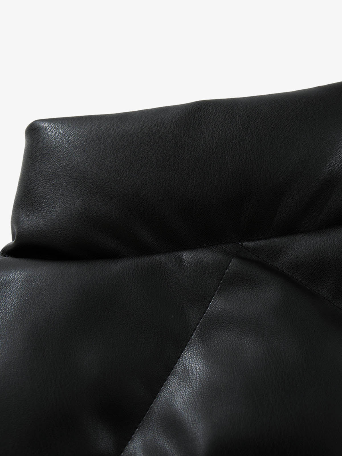 Minimalist Faux Leather Stand Collar Puffer Vest - Image 9