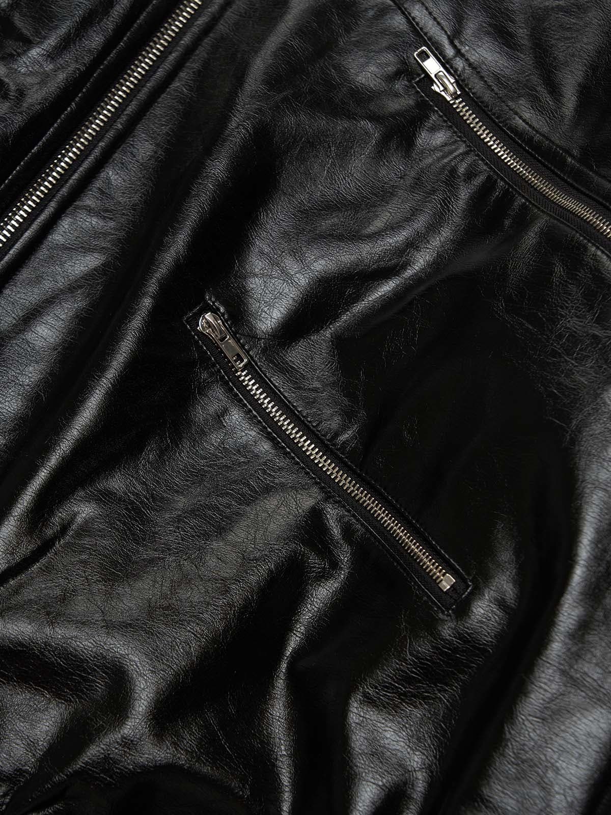 Multi-Zip Fur Hooded Leather Jacket - Image 12