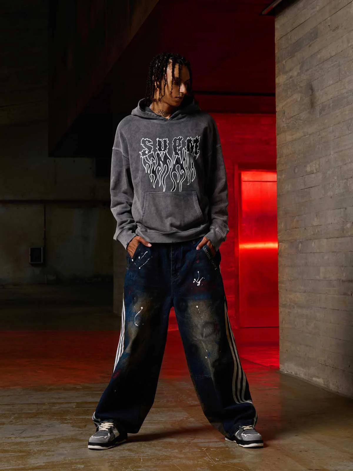 Original Distressed SPMD Graphic Cotton Hoodie - Image 5