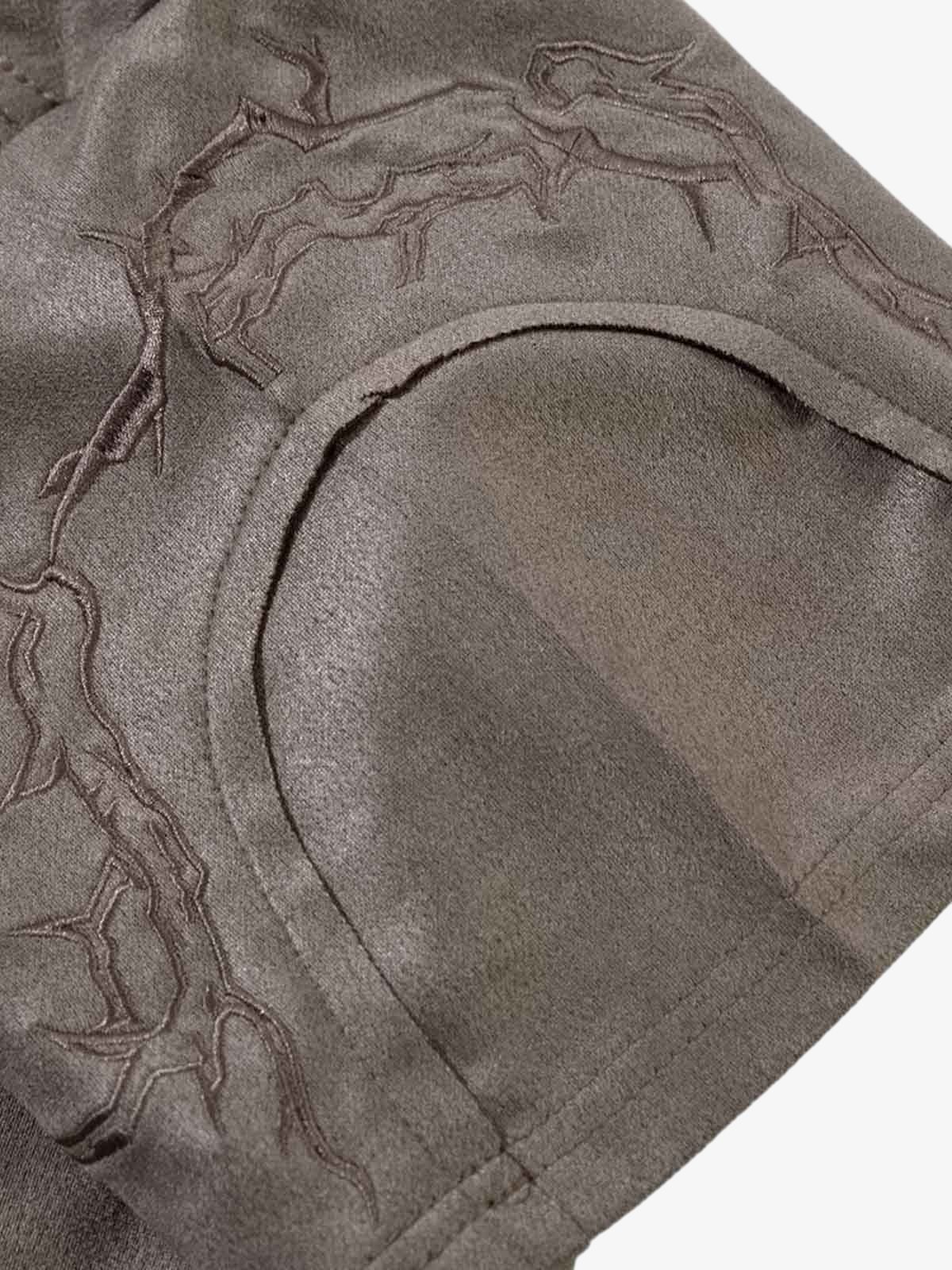 Thorn Embroidery Suede T-Shirt - Image 10