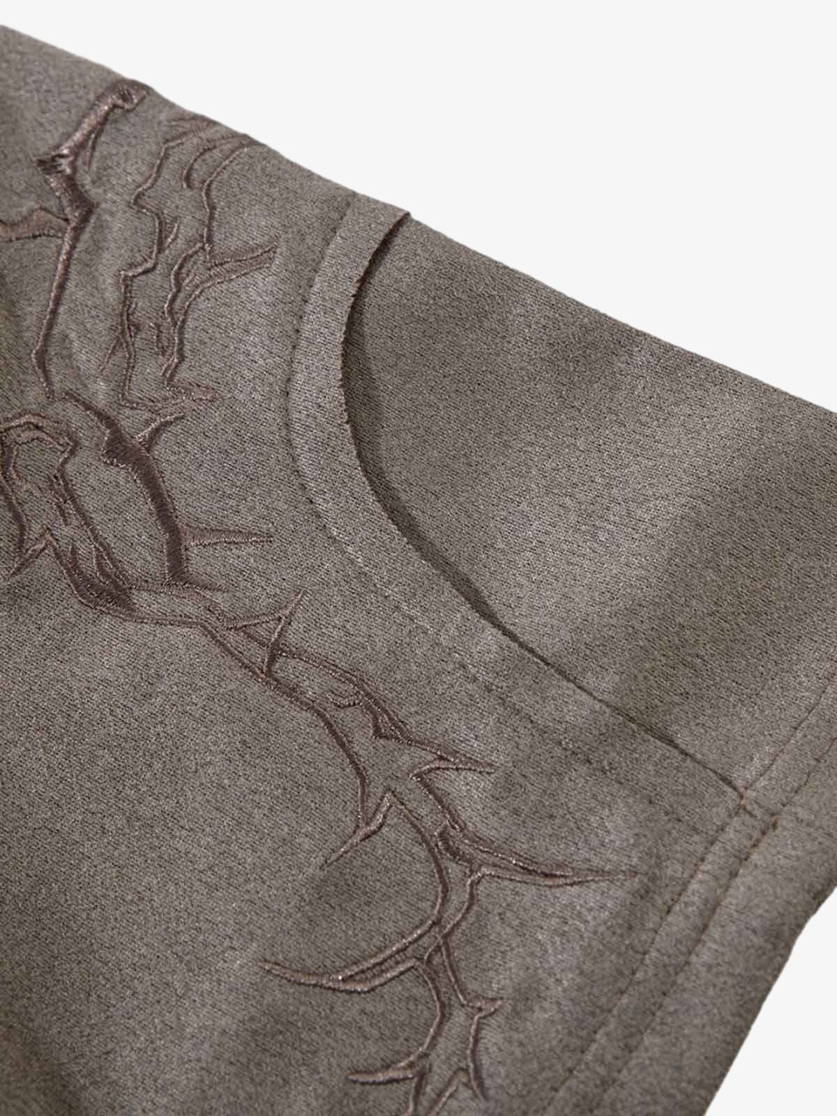 Thorn Embroidery Suede T-Shirt - Image 11