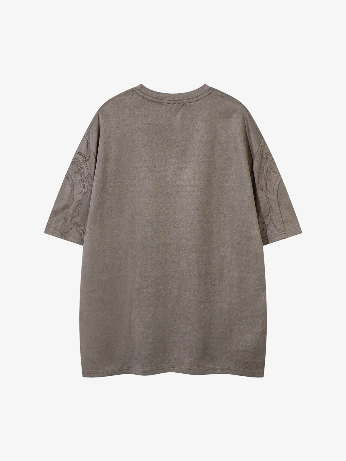 Thorn Embroidery Suede T-Shirt - Image 4