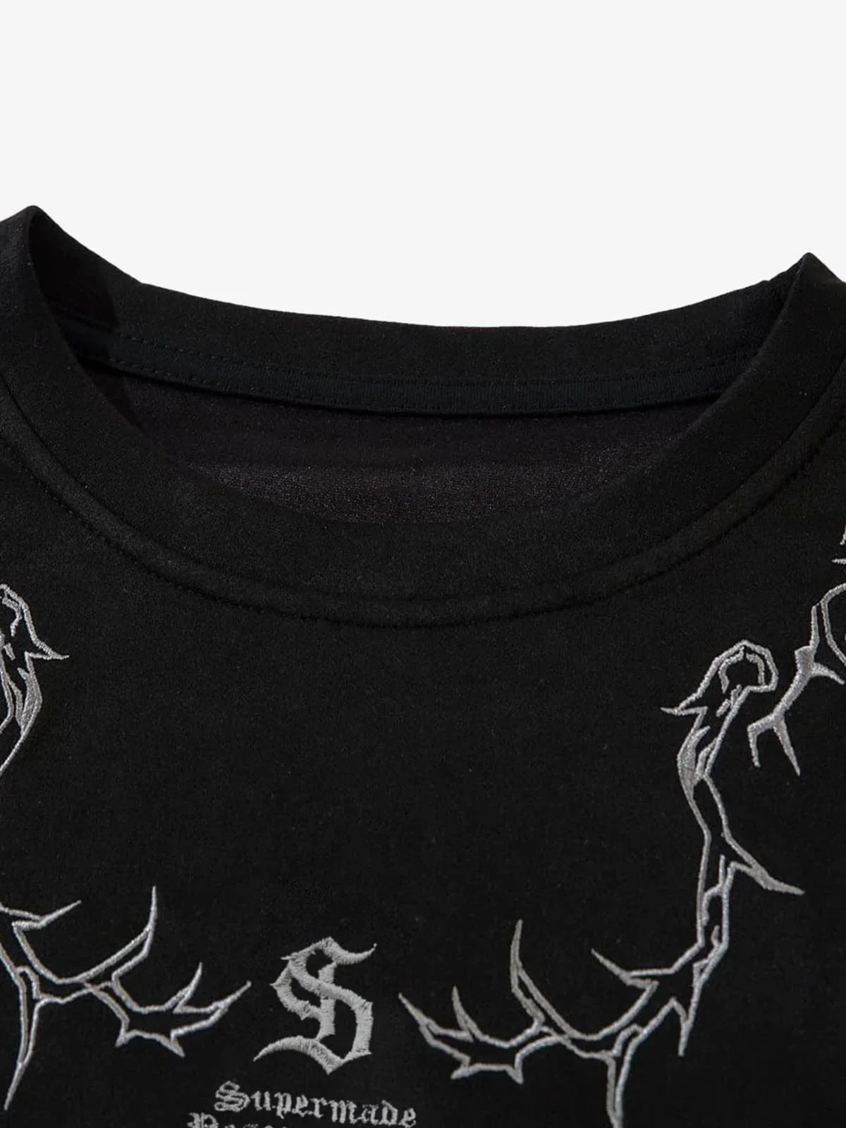 Thorn Embroidery Suede T-Shirt - Image 5