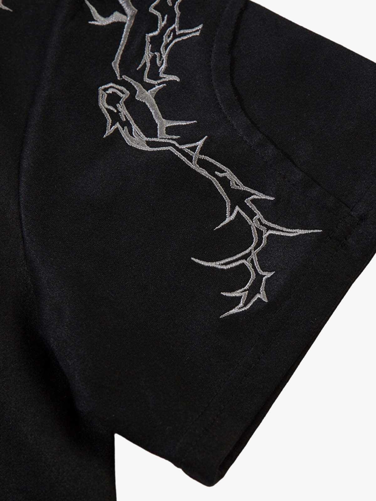 Thorn Embroidery Suede T-Shirt - Image 7