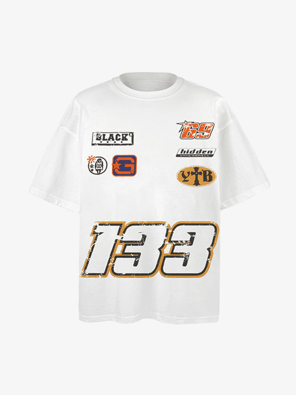 Patchwork Graphic Print Oversized Tee - Image 3