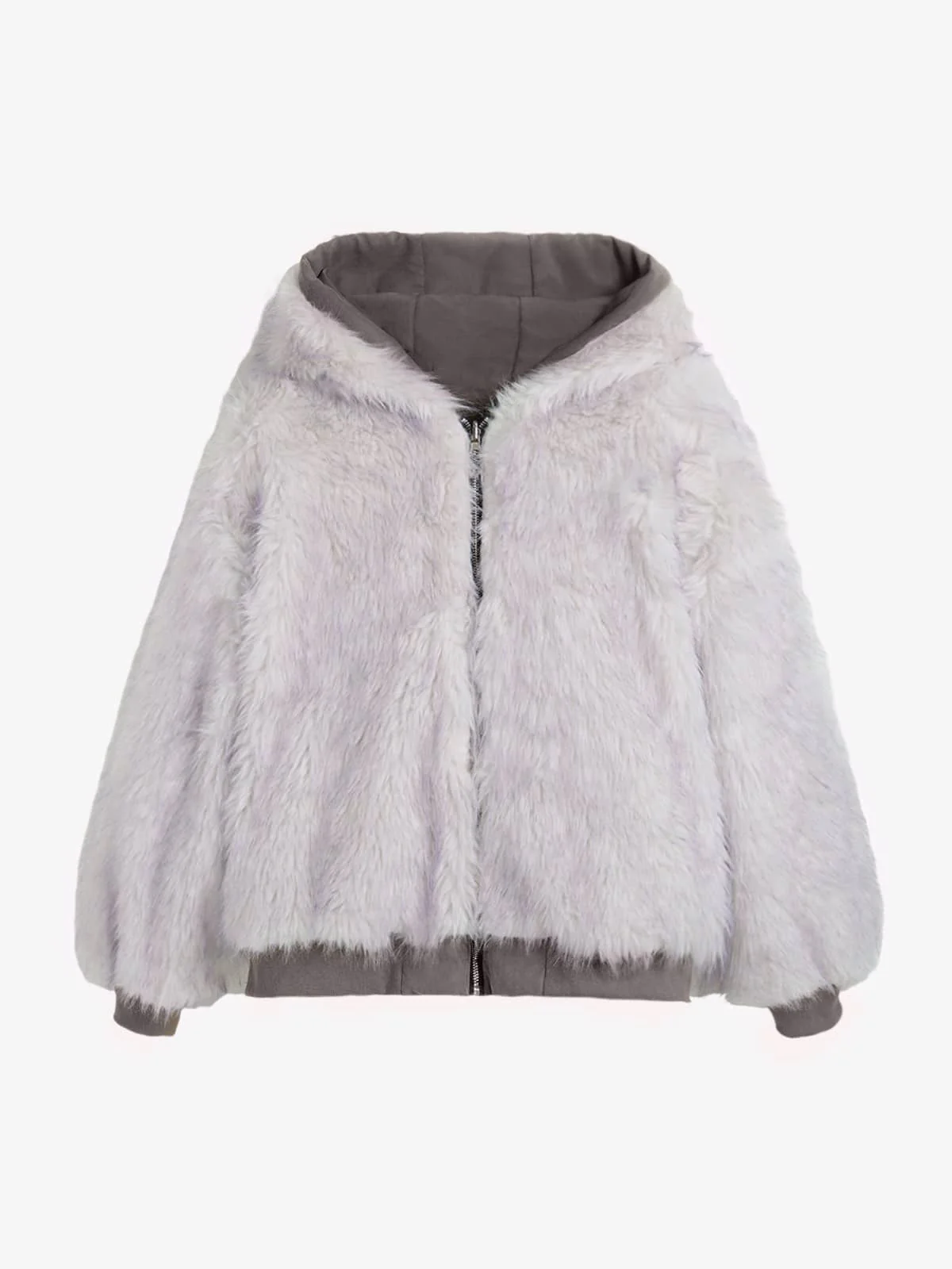 Oversized Reversible Fur Hooded Jacket - 2544 - Image 12