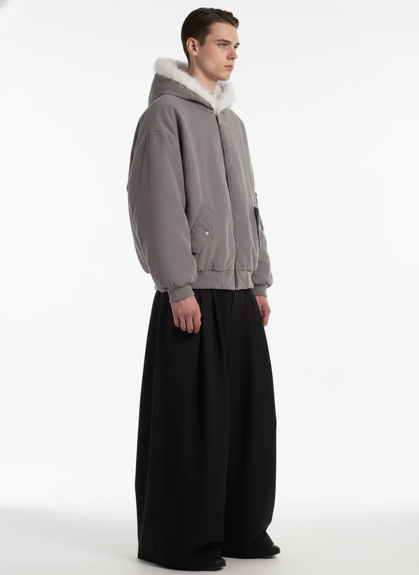 Oversized Reversible Fur Hooded Jacket - 2544 - Image 7