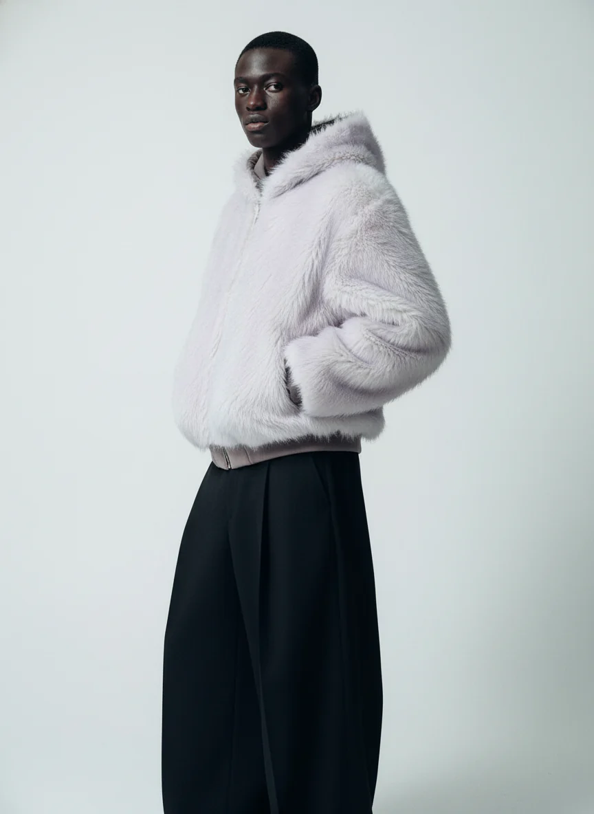 Oversized Reversible Fur Hooded Jacket - 2544 - Image 9