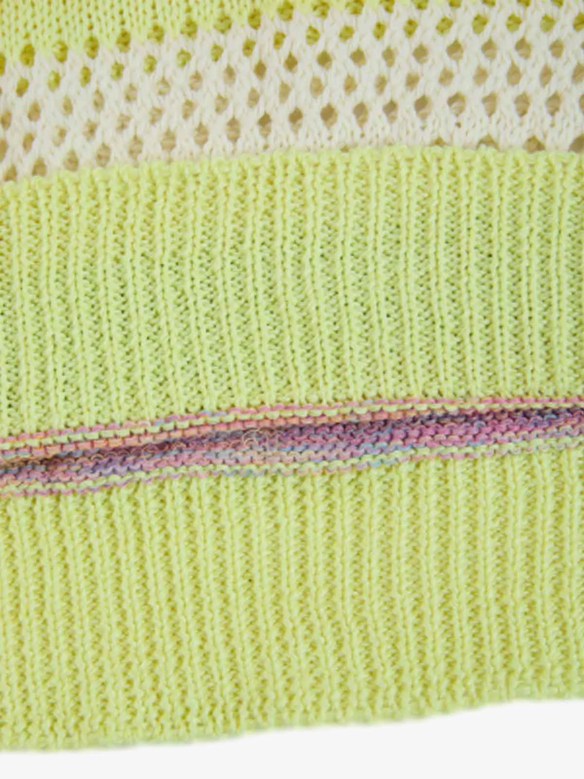 Pastel Striped Crochet Knit Short Sleeve Polo Shirt - Image 15