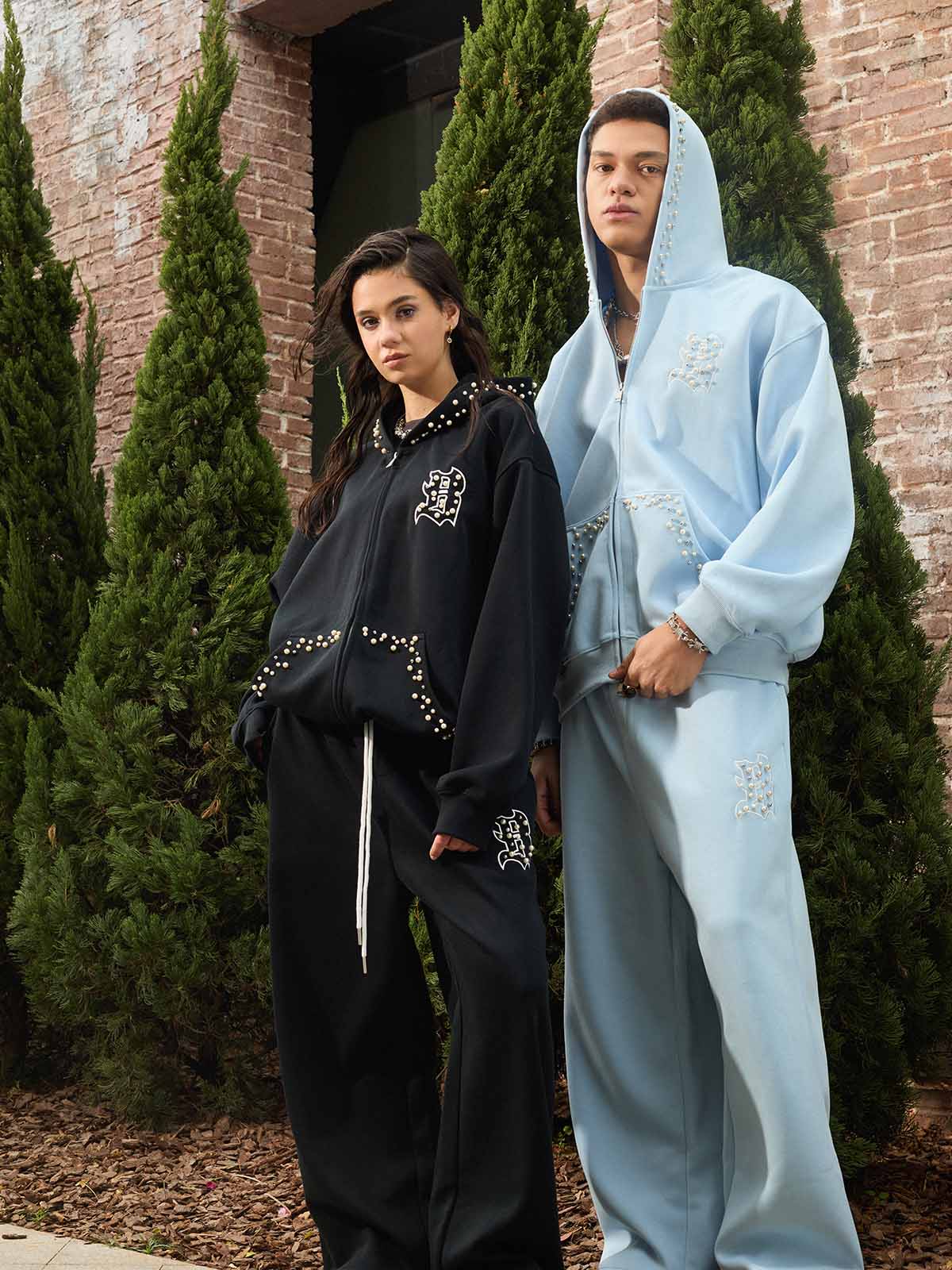 Supermade Pearl Embellished Zip Up Set - 2596 - Image 10