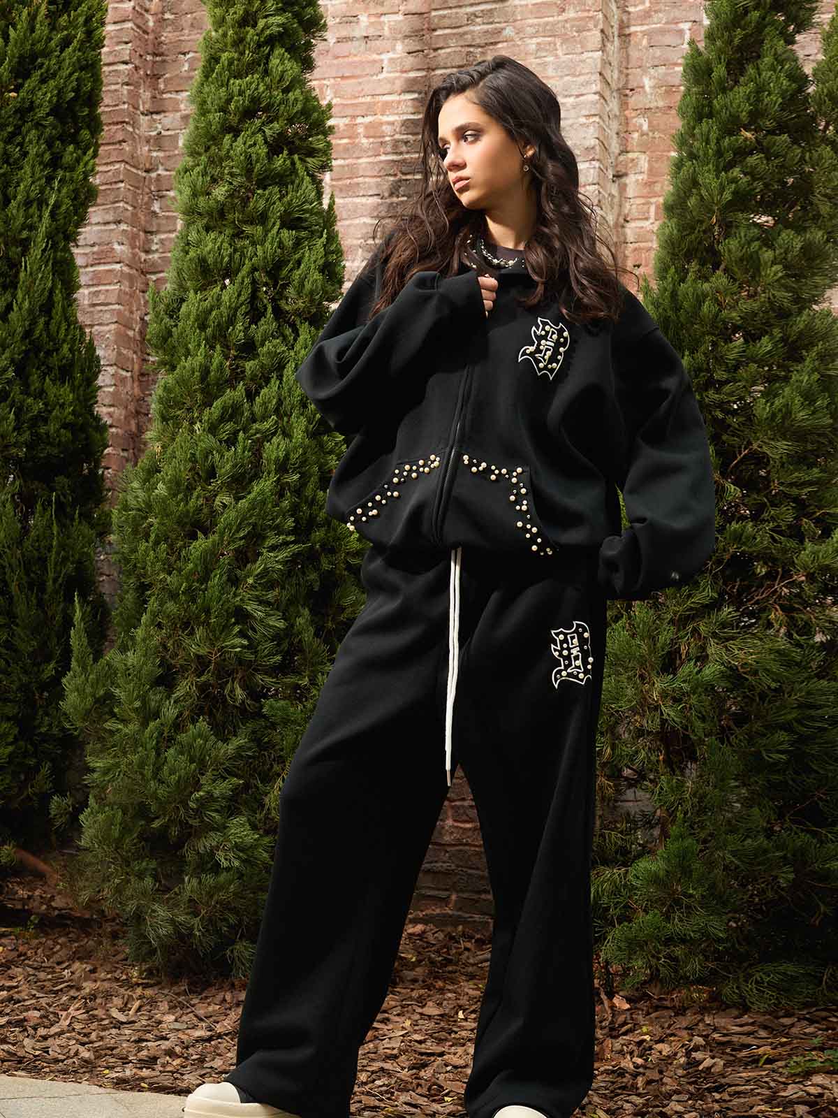 Supermade Pearl Embellished Zip Up Set - 2596 - Image 6
