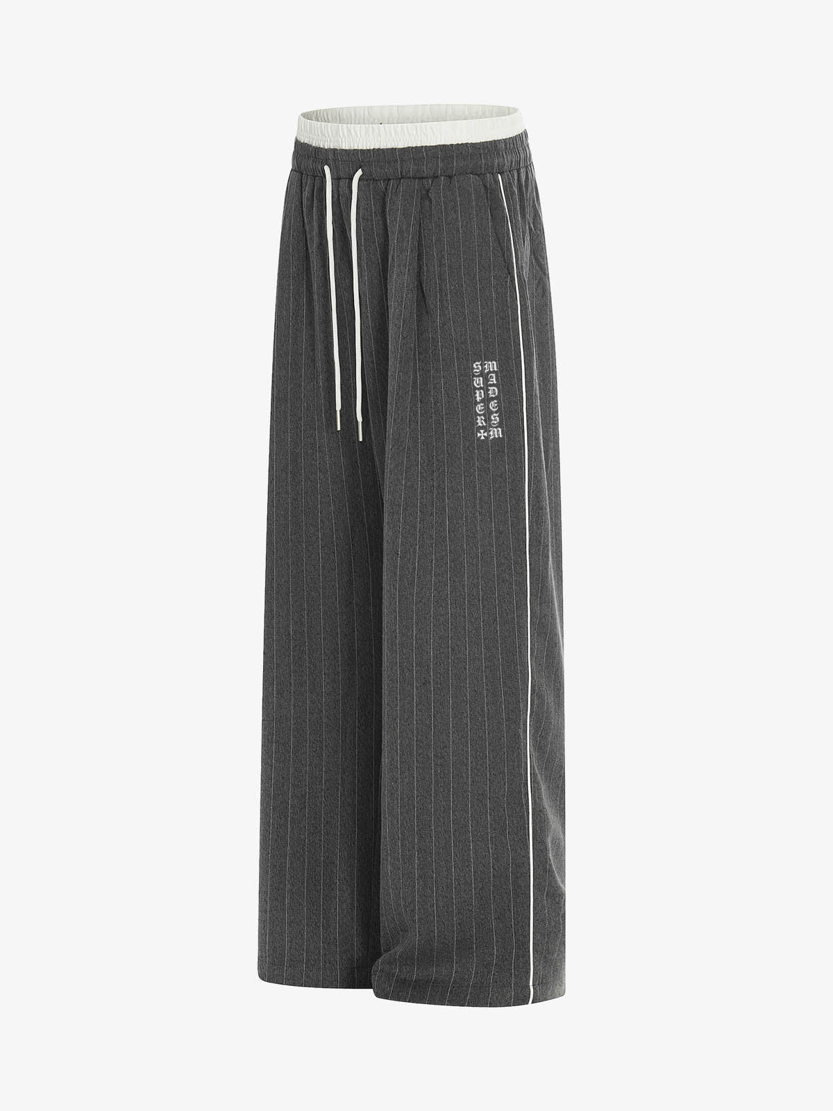 Pinstripe Elastic Waist Wide Leg Pants - Image 3