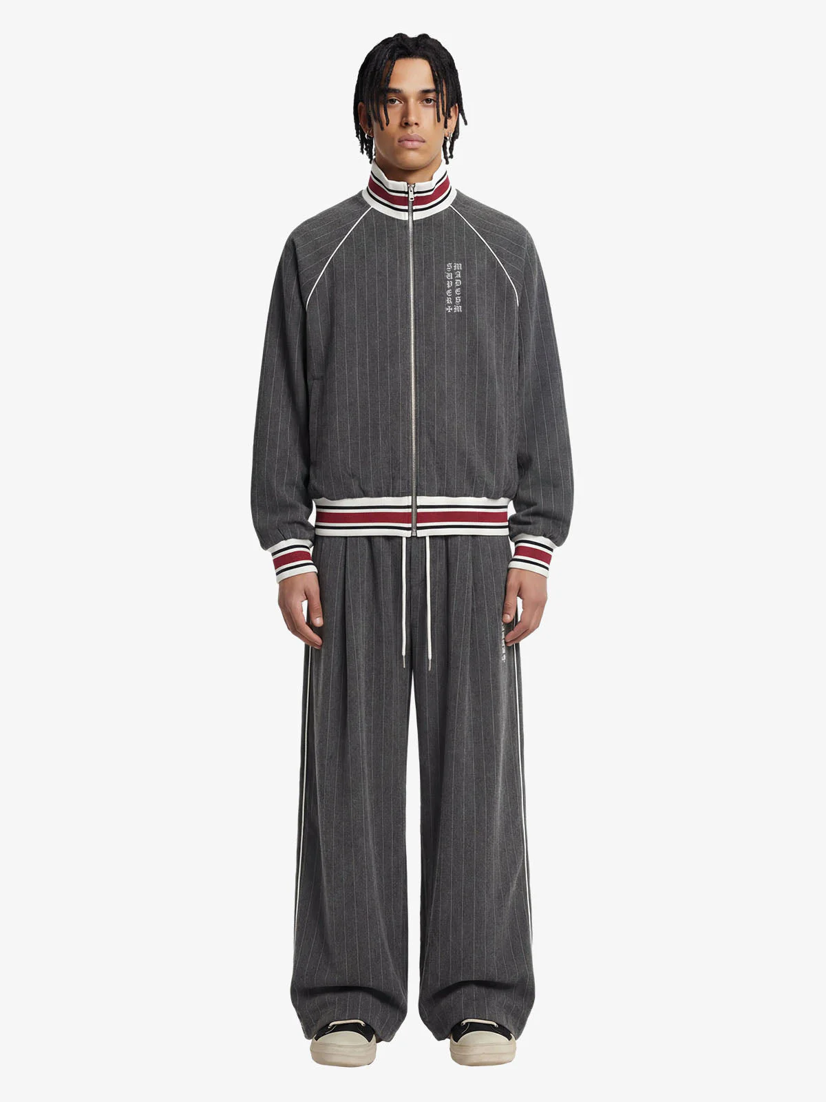 Pinstripe Vertical Embroidery Track Jacket - Image 3