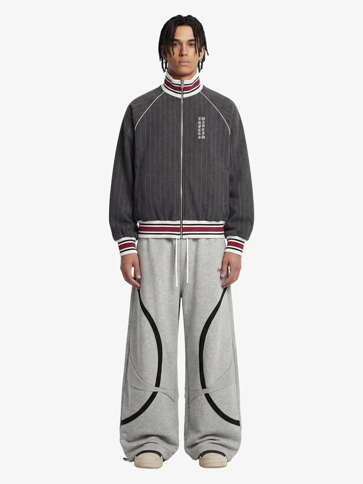 Pinstripe Vertical Embroidery Track Jacket - Image 4