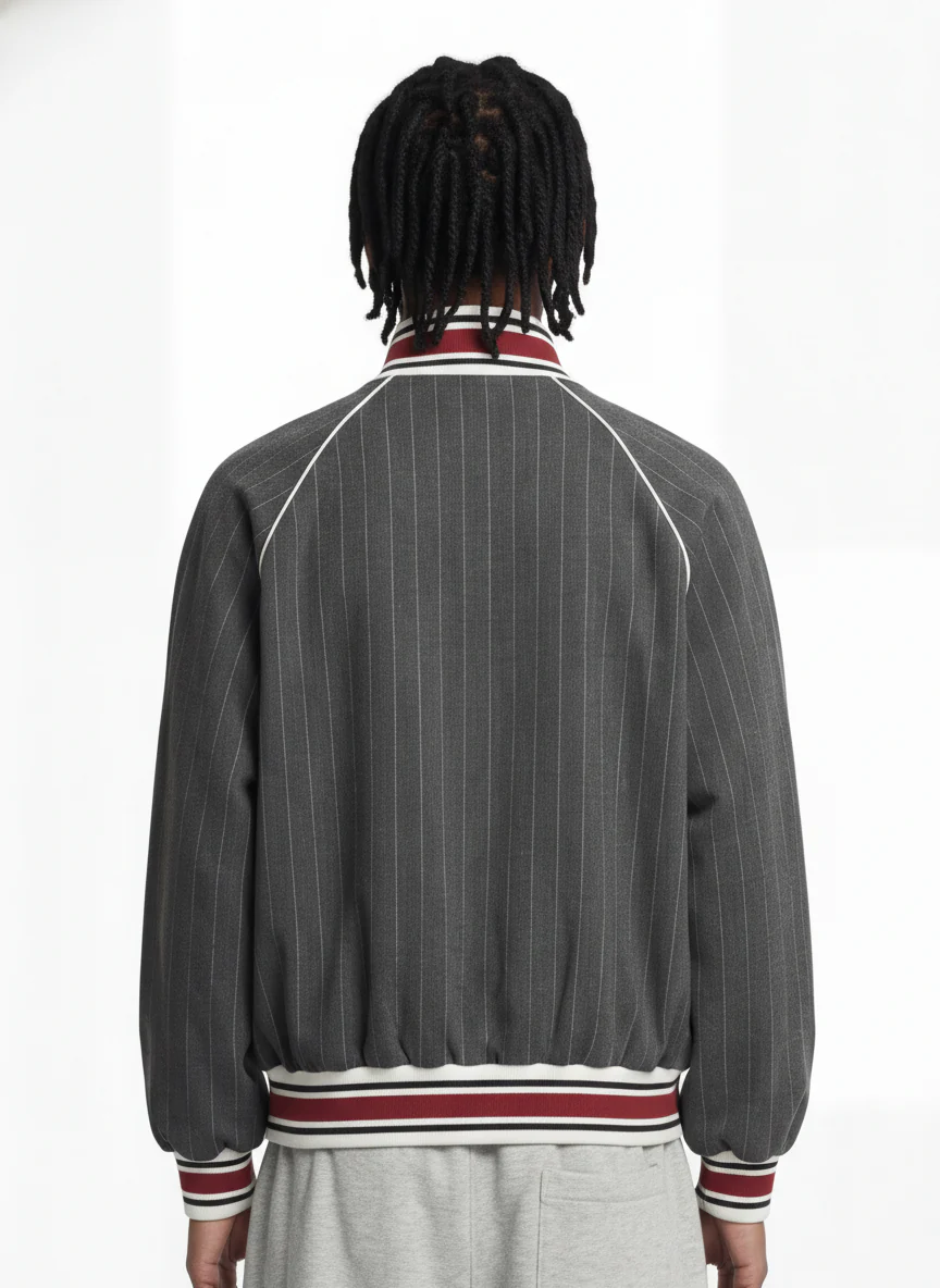 Pinstripe Vertical Embroidery Track Jacket - Image 5