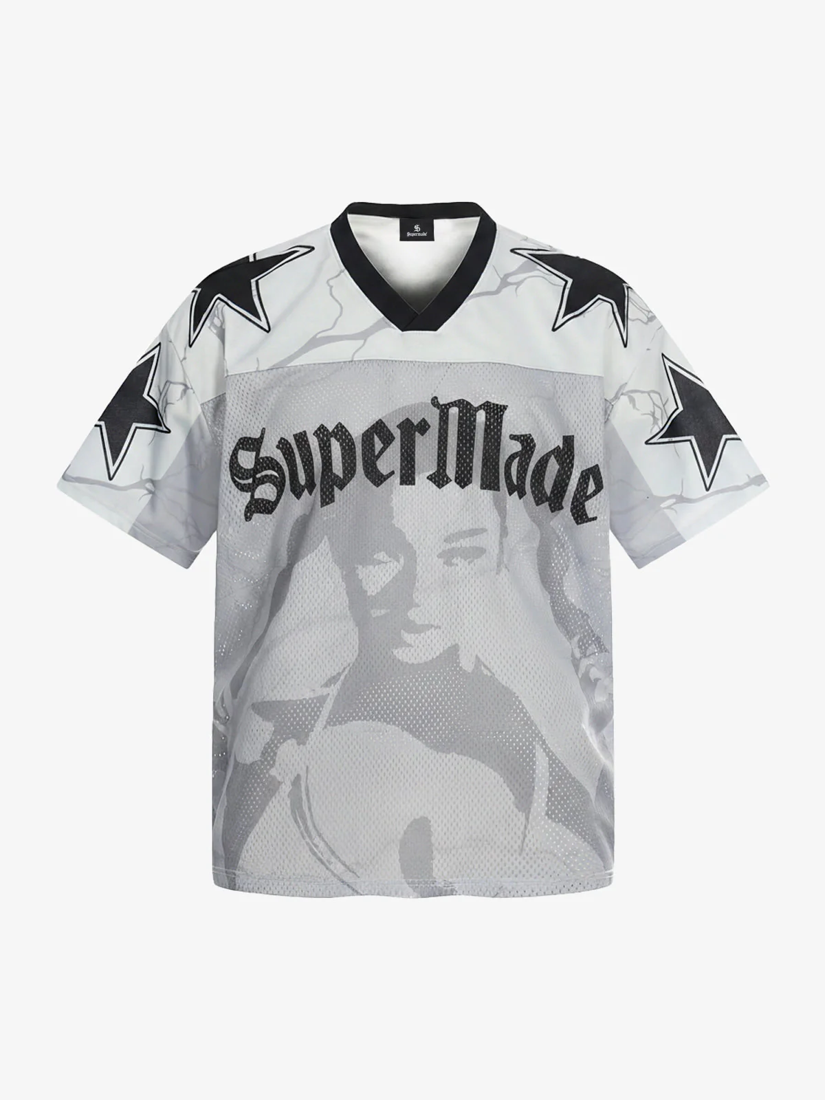 Portrait Graphic Star Print 99 Gothic Font Mesh Jersey T-Shirt - 2601 - Image 2