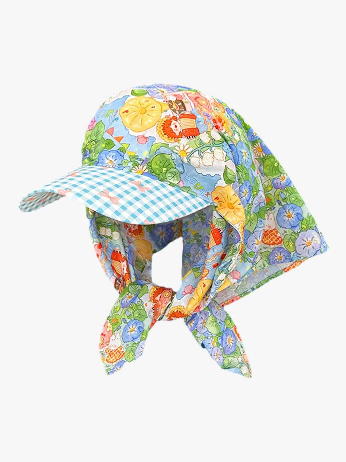 Printed Cotton Sun Scarf Baseball Cap - Image 3