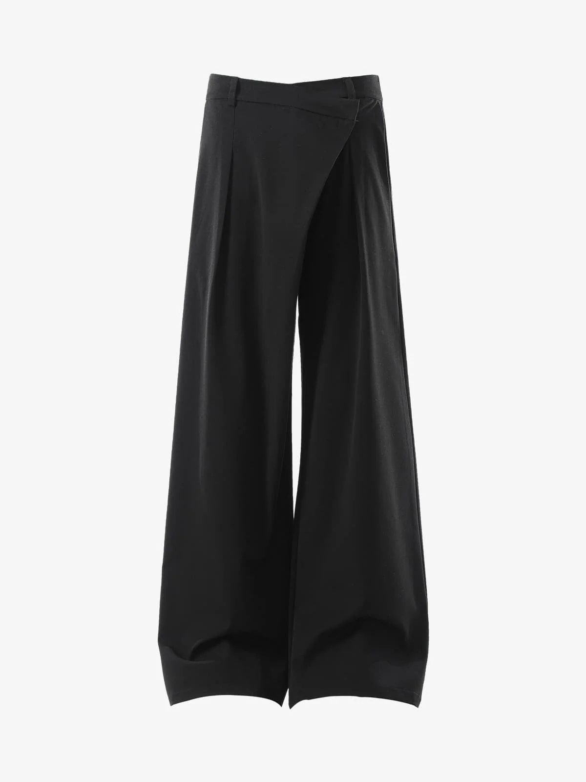 Retro Asymmetric Waist Loose Wide-Leg Trousers - Image 2