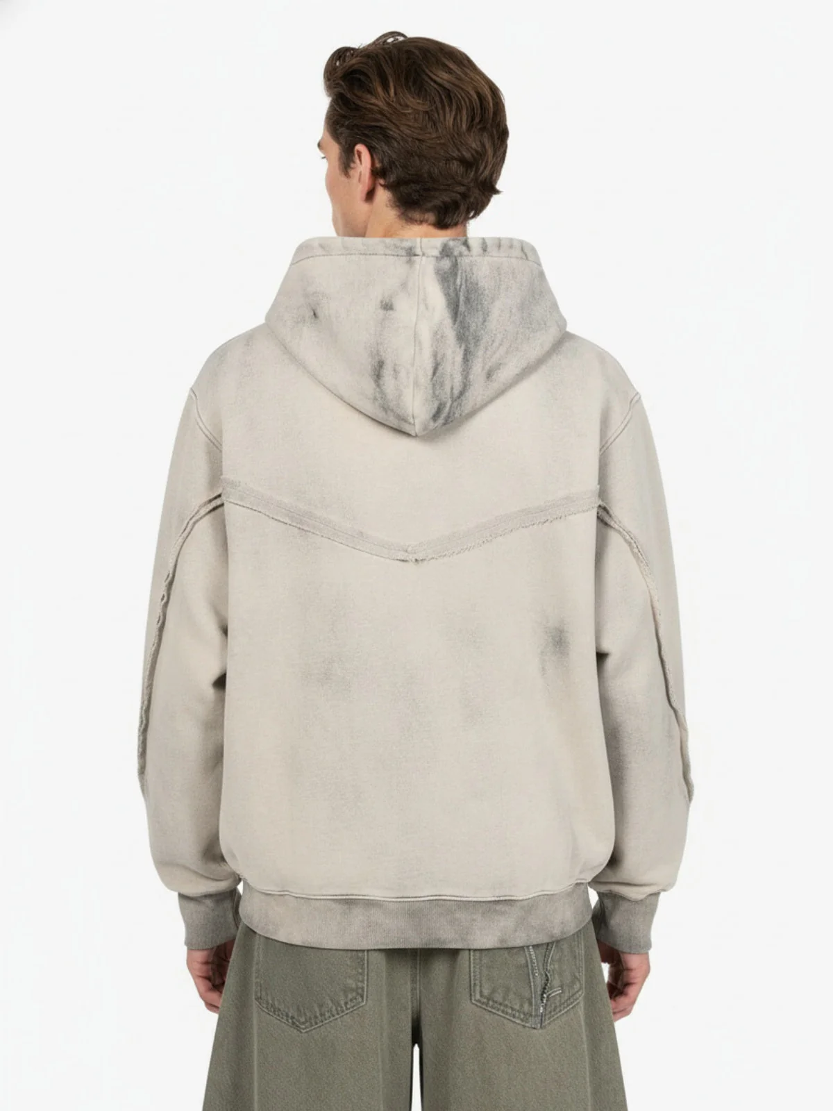 Retro Asymmetric Zip Up Deconstructed Hoodie - Image 6