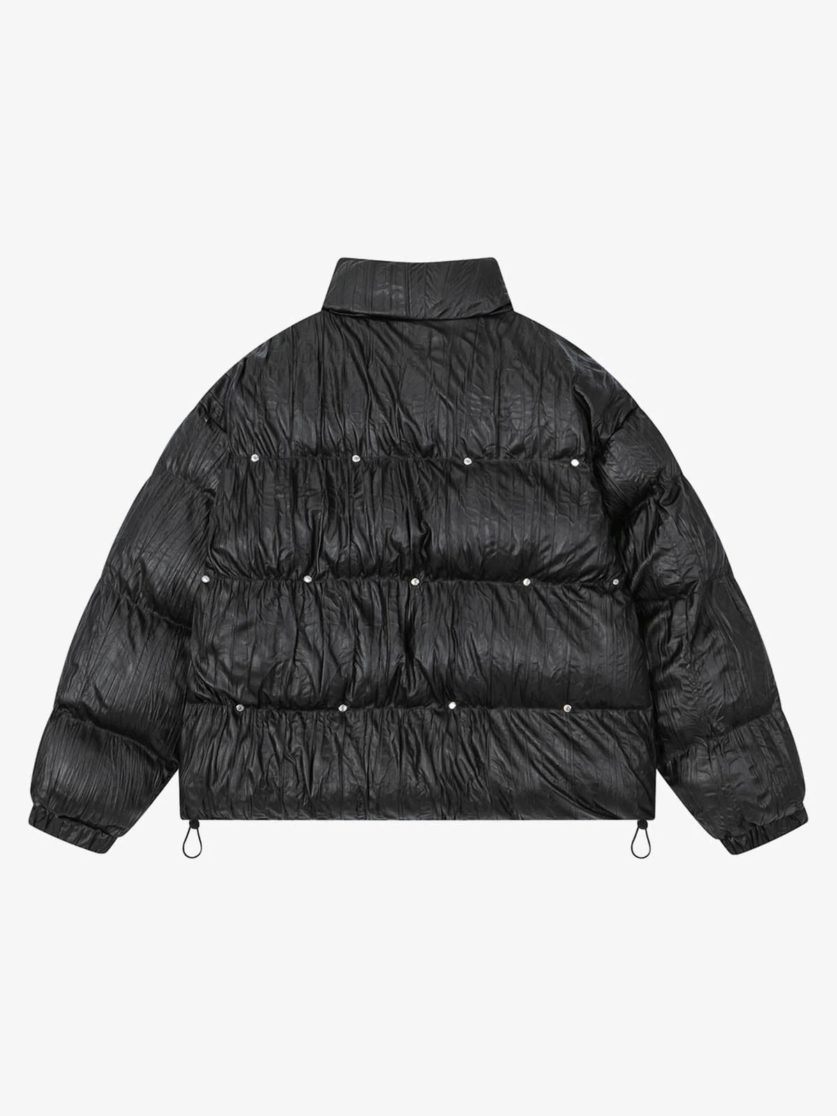 Retro Buckled High-Neck Crinkle Puffer Jacket - Image 3