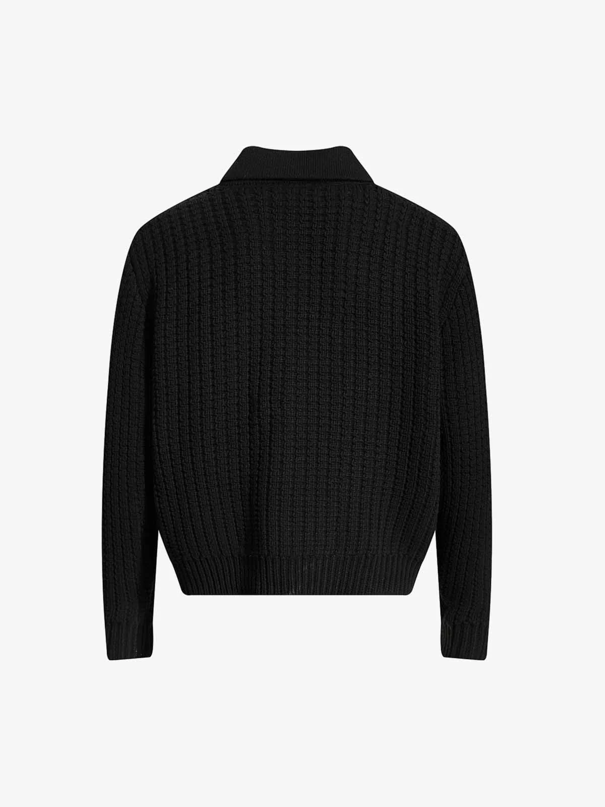 Retro Cable Knit Button-Up Collared Cardigan Sweater - Image 4