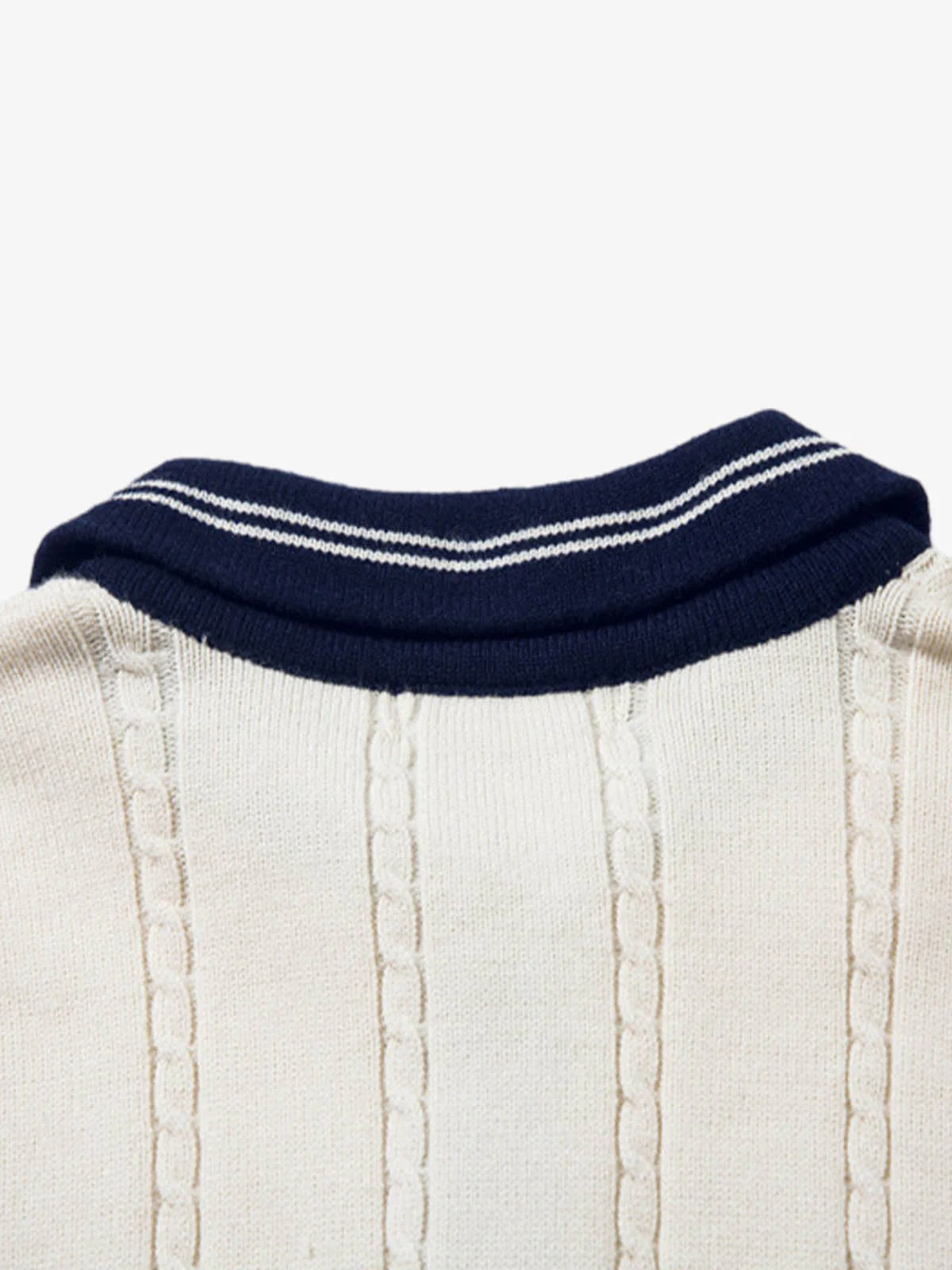 Retro College Polo Collar Knit Sweater - Image 6