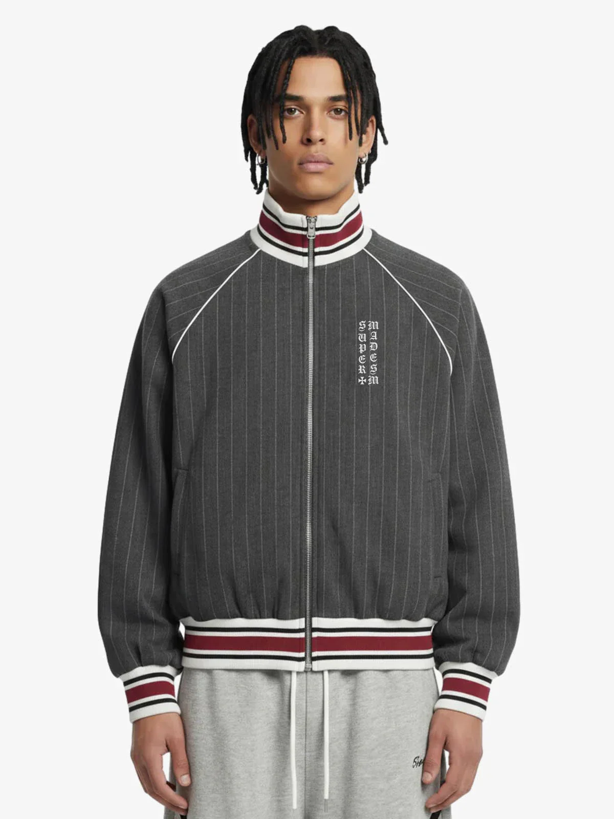 Retro Color-Blocked Striped Stand-Collar Tracksuit - Image 8
