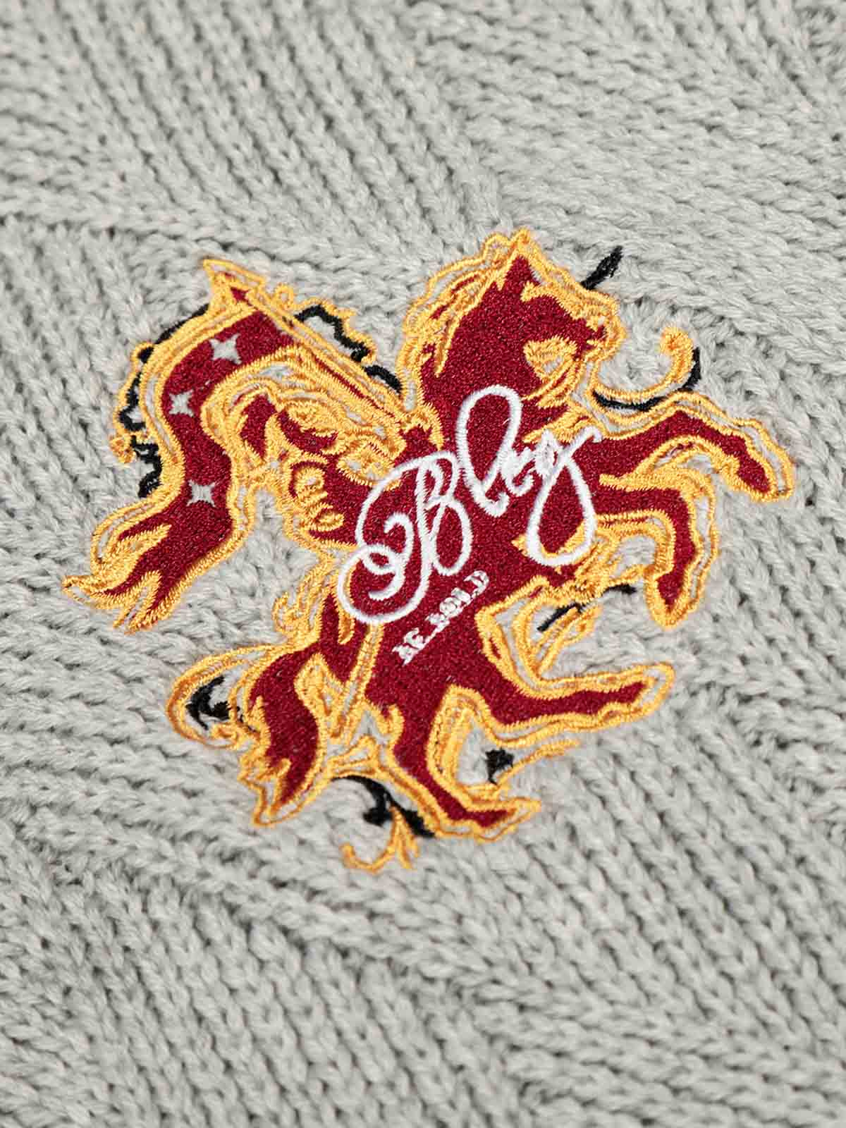 Retro Contrast Collar Embroidery Knit Sweater - Image 12