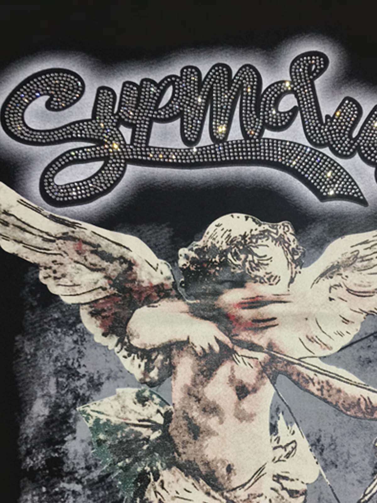 Retro Cupid Rhinestone Graphic T-Shirt - Image 9