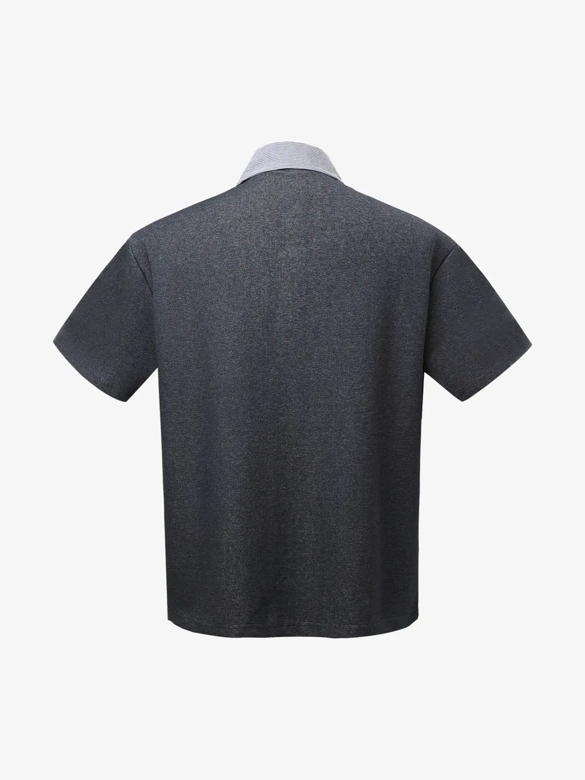 Retro Deconstructed Patchwork Striped Lapel T-Shirt - Image 2
