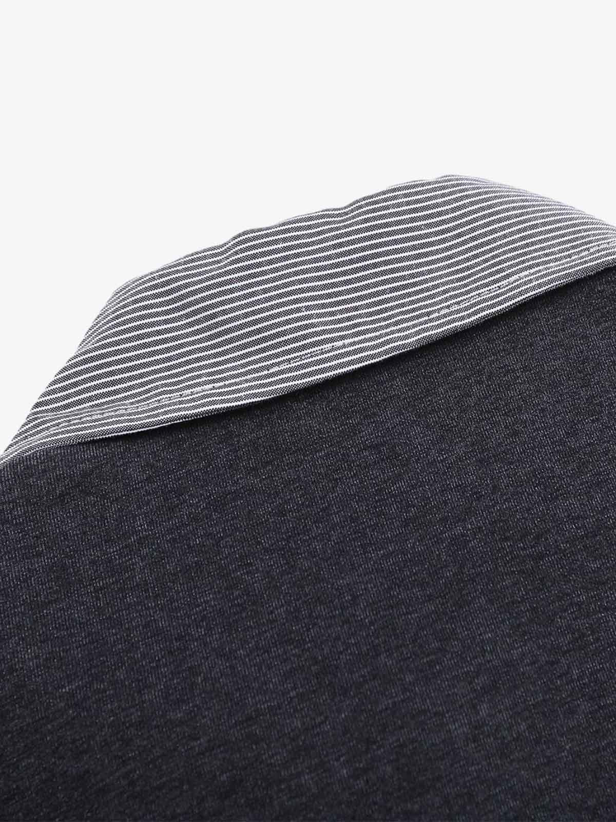 Retro Deconstructed Patchwork Striped Lapel T-Shirt - Image 4