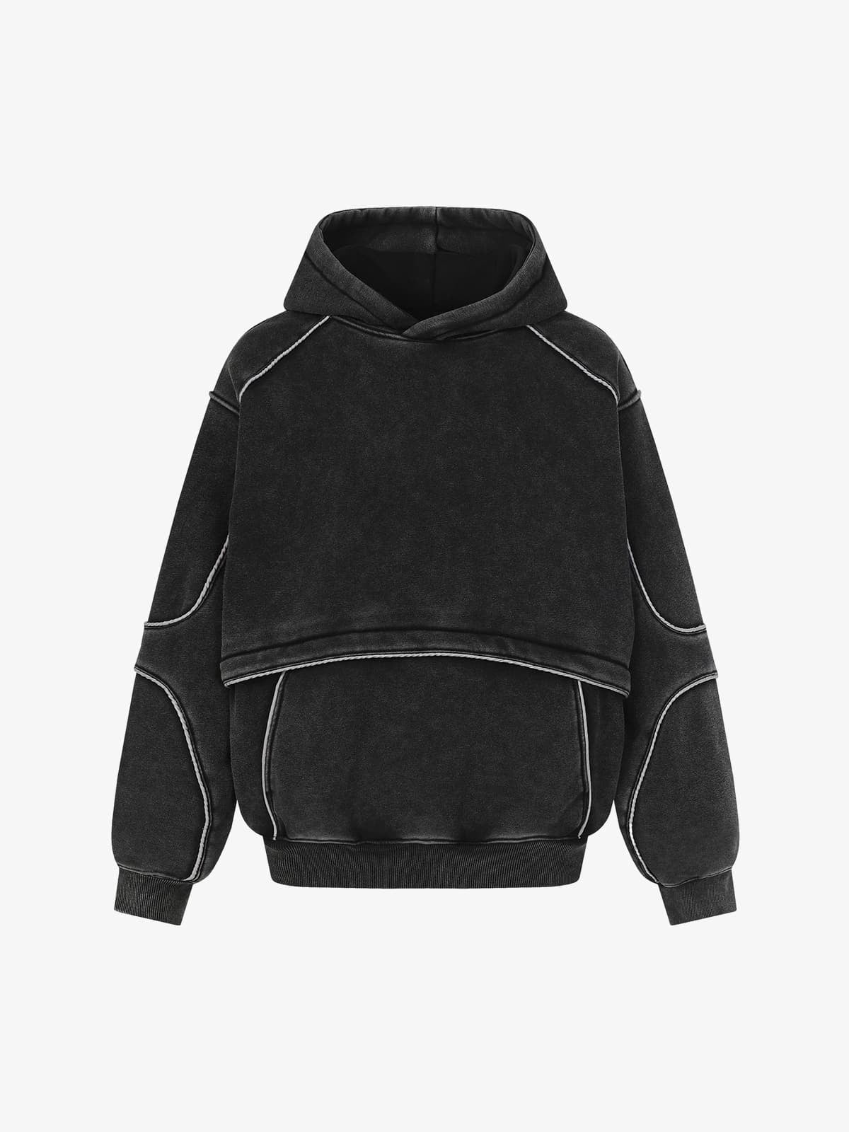 Retro Deconstructed Patchwork Washed Hoodie - Image 2