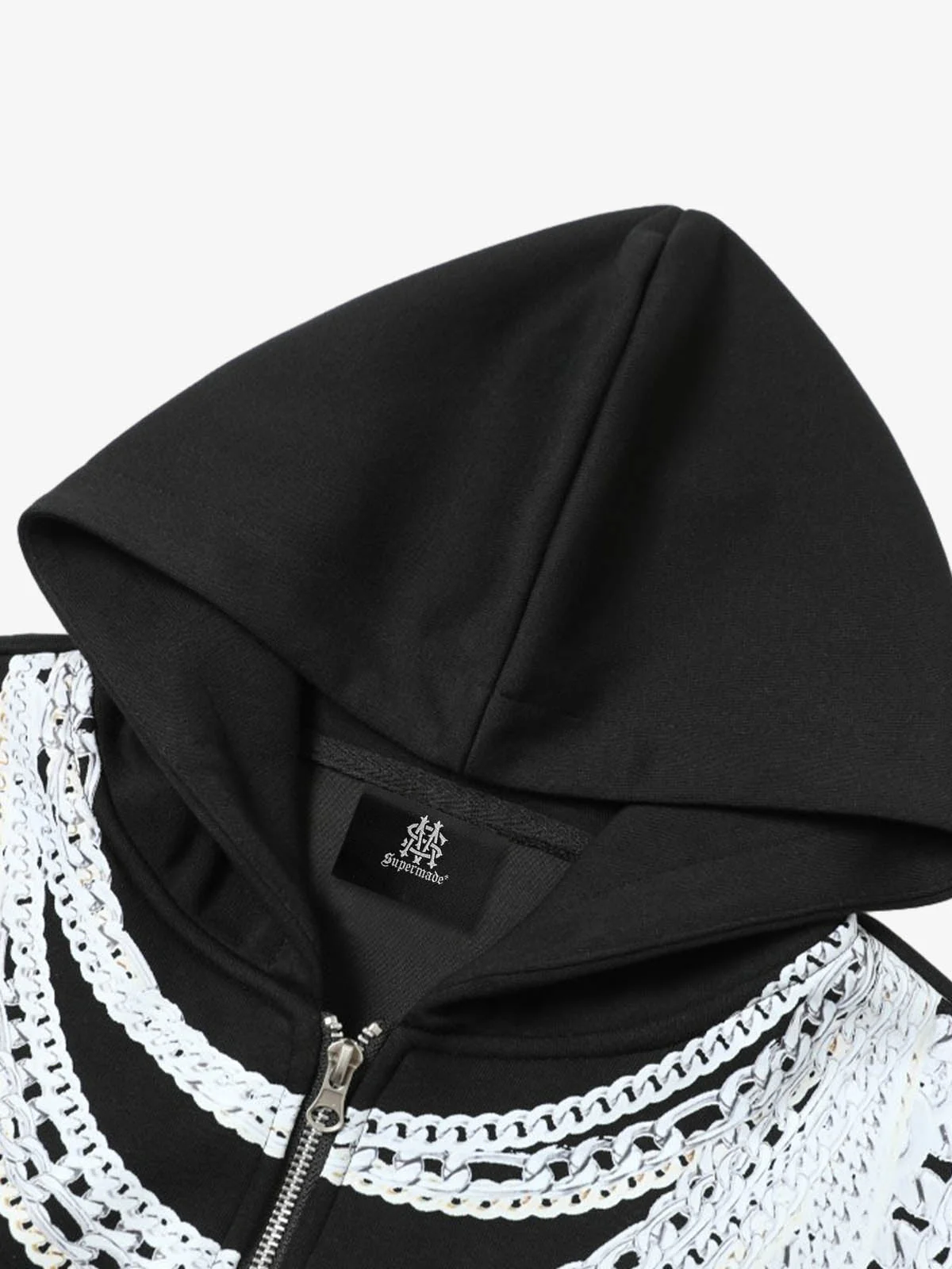 Retro Digital Chain Print Cardigan Zip Up Hoodie - Image 3