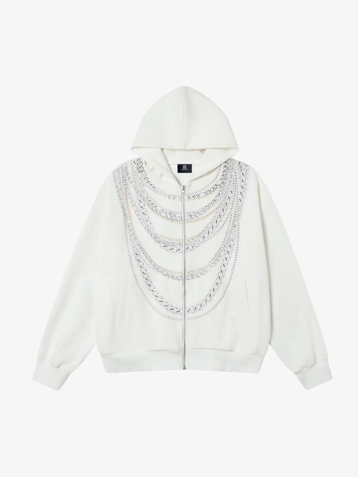 Retro Digital Chain Print Cardigan Zip Up Hoodie - Image 7