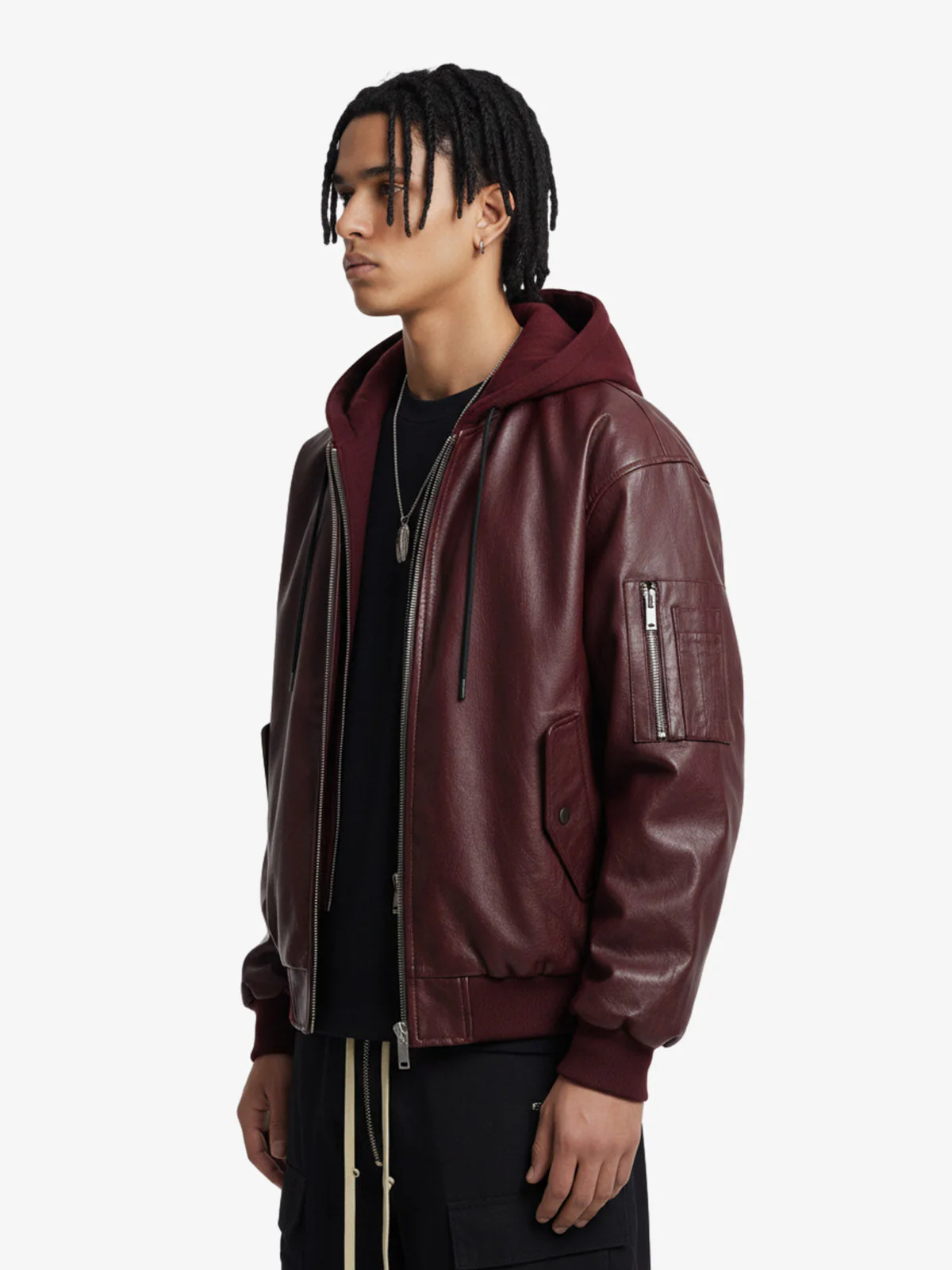 Retro Distressed Washed PU Leather Cotton Jacket - Image 4