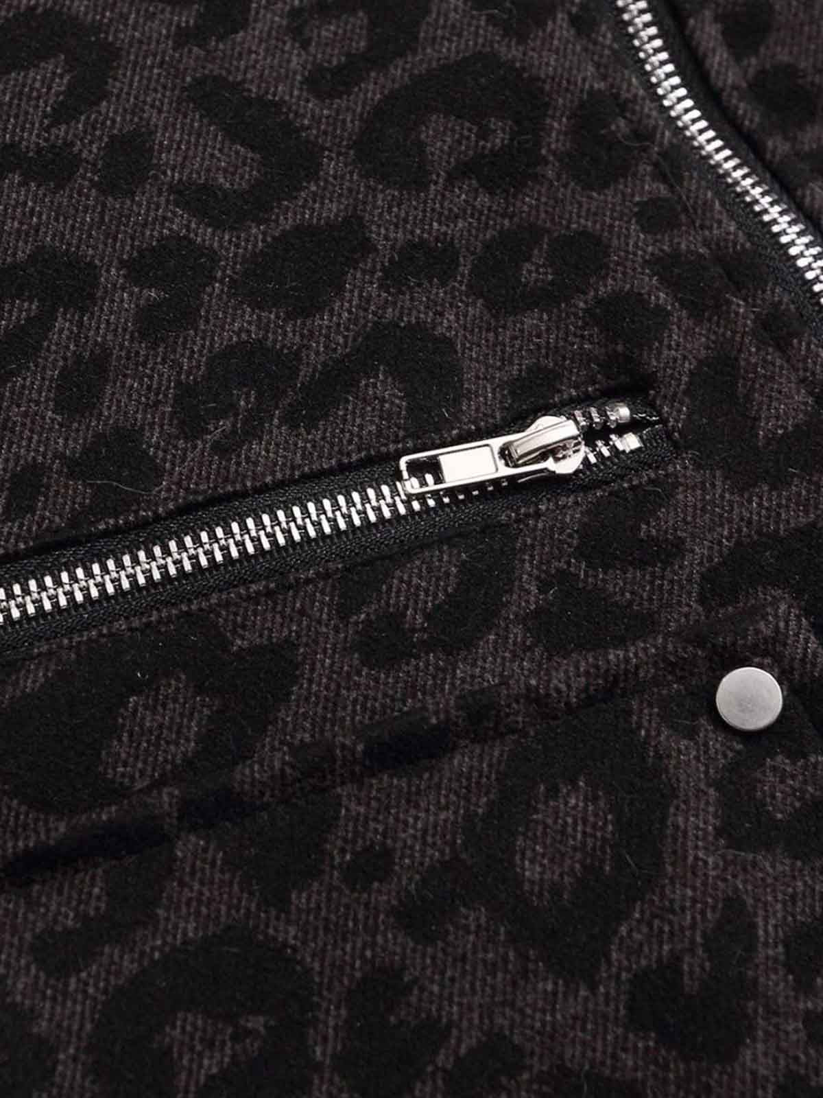 Retro Faux Fur Trimmed Hood Leopard Print Bomber Jacket - Image 13