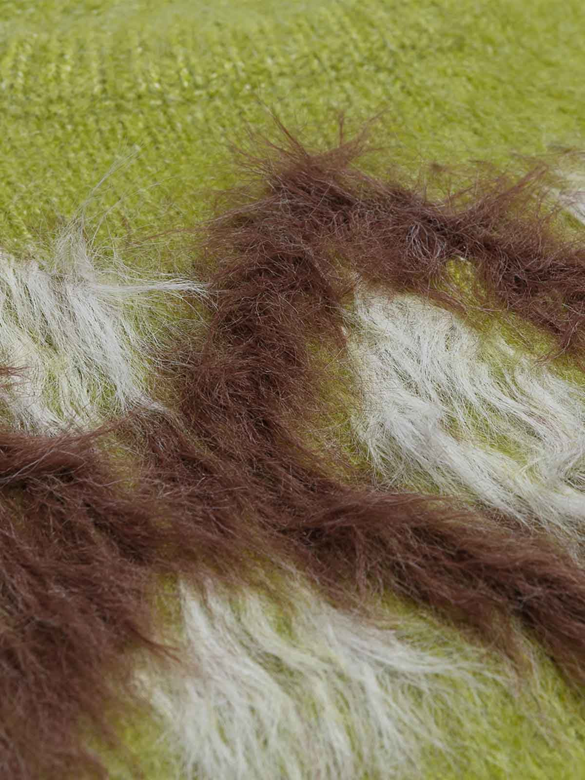 Retro Fuzzy Argyle Jacquard Knit Sweater - Image 6