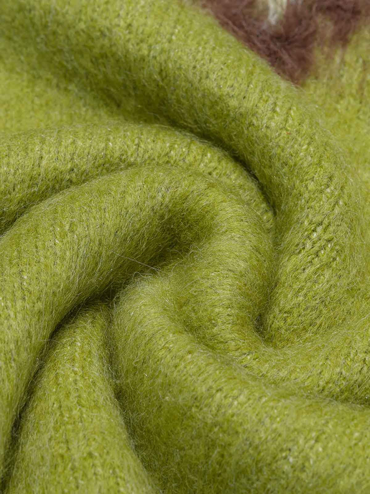 Retro Fuzzy Argyle Jacquard Knit Sweater - Image 9